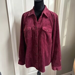 Christopher & Banks Maroon Button-Down Shirt
